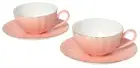 Set of Two Light Pink Super White Vitrified Fine China Tea Cup & Saucers 200ml