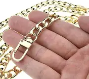 HAHIYO Purse Chain Strap Length 59.1 Inches SPOT-ON Gold for Shoulder Cross Body Sling Purse Handbag Clutch Replacement Strap Comfortable Flat 0.4” Wide Enough 2.4mm Extra Thick Metal Strap 1 Pack