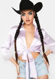 Fairy Roughing It Tie Front Top