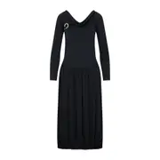 [Lanvin] Lanvin-Black Ls Drape Midi Dress-Donna 36 FR
