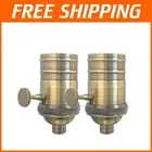 Full Range Vintage 3 Way Lamp Socket Set of 2 - Elegant Antique Brass Finish