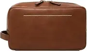 [FOSSIL] Men's Leather Travel Toiletry Bag Shave Dopp Kit for Men, Westover Brown, One Size