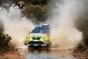 Jari Matti Latvala (FIN) in the watersplash on Stage 14 Rally Car 2008 Photo