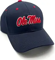 Officially Licensed Ole Miss Navy Blue MVP Hat Classic Team Logo Adjustable Embroidered University Structured Cap, Navy Blue