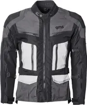 GMS Tigris waterproof Motorcycle Textile Jacket, black-grey-white, Size 5XL for Men Black Grey White