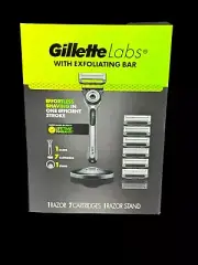 Gillette Labs Razor w/ Exfoliating Bar Magnetic Stand & 7 Blades New Sealed Box