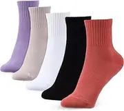 [NOLITOY] 100% Cotton Women's Socks Ankle Boots Socks Cushioned Sports for Seasons