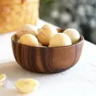 Set of 2 Wooden Salad Bowl Household Fruit Serving Bowls Food