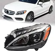 LH A2059067703 LED Headlight Fit for 2015-2018 Mercedes Benz C-Class W205 C300 C180 C200 C250 C43 C63 C350E Headlamp Assembly Left Driver Side W/o Bulb Ballasts and Modules MB2502227