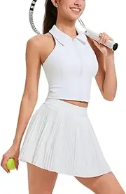 [AFZ] Tennis Skirt Sets Women 2 Piece Golf Outfits High Waisted Pleated Tennis Dress with Built in Bra and Shorts