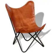 Butterfly Chair Real Leather Brown