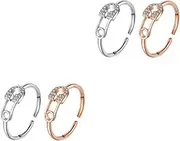 [Abaodam] 4 Pcs Pin Opening womans rings women’s rings fashion jewelry Engagement Promise Adjustable copper Jewelry Decor Simple