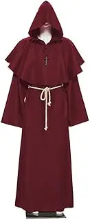 Costume Bay Men’s Full-Length Gothic Hooded Robe for Medieval Costumes, Perfect for Renaissance Fairs, Halloween, Vampire, LARP, Steampunk, and Cosplay Events