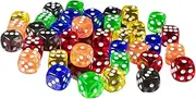 HOOTNEE 50pcs Crystal Clear Dice Ideal for Gaming Poker and Parties Lightweight and Portable Game Dice Random Color