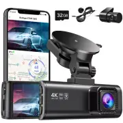 REDTIGER Dash Cam Front and Rear 4K Dash Camera with 33FT Rear Camera Cable