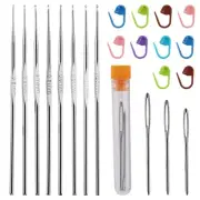 22 PCS Crochet Hooks Set, Ergonomic Lace Crochet Hook Knitting Needles, Croch...