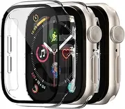 [Witzon] 2 Pack Hard Case Designed for Apple Watch Screen Protector 41mm Series 9 8 7 iWatch Case Cover, Hard PC Edge Bumper Cases Full Coverage Touch Sensitive Protective Screen Covers, Clear