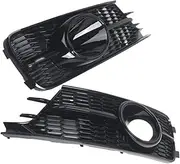 2Pcs Honeycomb Fog Light Bezel Grill Compatible For Audi A6 C7 2016 2017 2018 Front Bumper Fog Light Grille Cover 4G0807647A 4G0807648A