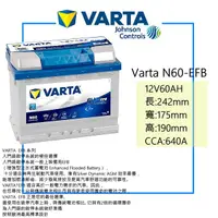 在飛比找蝦皮購物優惠-VARTA 德國華達 N 60 EFB LN2 EFB 福斯