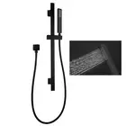 Brass Hand Held Shower Head On Sliding Rail Bar Wall Set 1.5m Hose Square Black