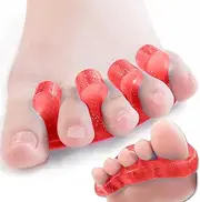 ToePal- Gel Toe Separators & Toe Spreader, 4 Pieces of DR JK ToePals to Fight Bunion, Hammer Toes, Claw Toes, Crooked Toes and More!, red toe seprator
