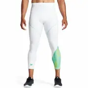 2XL Mission Men's 3/4 Compression Tights White Maze/Aqua/Yellow