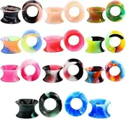 [outret] 11 Pairs Flexible Silicone Flared Plugs Tunnel Ear Stretching - Multicolor, 16mm
