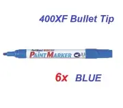 Artline Permanent PAINT Marker 400XF Bullet 2.3mm - 6x BLUE