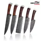 Handmade Damascus Steel Kitchen Chef Knife Set 5x Pieces with Leather Roll
