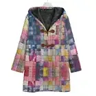 Tie Dye Patchwork Denim Cotton Canvas Hooded Jacket Coat Cozy Cloak Pink Pastel