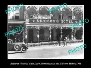OLD LARGE HISTORICAL PHOTO OF BALLARAT VICTORIA VIEW OF THE UNICORN HOTEL c1938