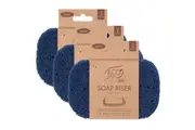 3x Eco Basics Soap Riser Dish Elevator Holder Storage Bath Sink Organiser Denim