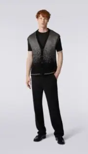 Missoni Gradient Front Button Sequined Cardigan Vest Men's 46IT/36US Black