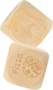 Toyvian 2pcs Engraved Wooden Food Decision Dice Multi Sided Dices for Dinner Choices Fun Meal Selector Unique Present Idea for Friends Enhance Dining Experience