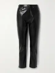 [AGOLDE] AGOLDE - Riley Long Recycled Leather-blend Straight-leg Pants - Black - 32 32 Black