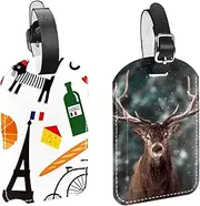 [WOSHJIUK] Luggage Tags,2 Pack Labels Suitcase Tags,Wildlife Deer Winter Forest,Luggage Tags Privacy Protection Travel Bag Tag
