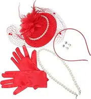 [WOONEKY] 1 Set Retro Pearl Top Hat Dinner Party Accessories Set for Celebrities Bridal Wedding Hat Tea Party Headband Tea Party Hats Tea Party Headband for Women