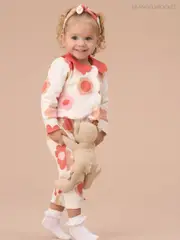 Angel & Rocket Pink Daphne Flower Print Dungaree 3 Pc Set (AN7766) | $88