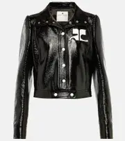 [Courreges] Courrèges Reedition cropped vinyl jacket AU 12 black
