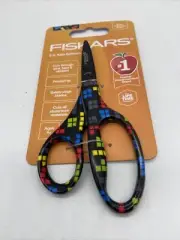 Fiskars Pointed Tip Safety-Edge Blades Black With Tetris Blocks Ages 4+
