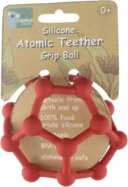 Silicone Atomic Teether Grip Ball - Red | Bpa-Free, Sensory Toy, Easy to Hold
