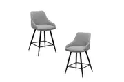 Raimon Furniture Set Of 2 Azra Eco Leather Kitchen Counter Bar Stool Silver Grey