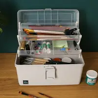 在飛比找樂天市場購物網優惠-美術工具箱 美術收納盒多功能三層畫箱手提式小學生顏料文具用品