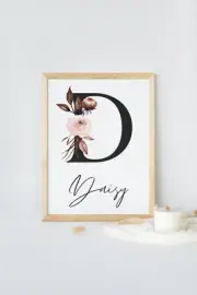 Children's Nursery Initial Monogram Personalised Print Boho Flower Poster Print