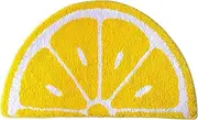 Fruit Bath Mat,Lemon Bath Mat, 18x26" Soft Cozy Half-Round Lemon Rug, Water-Absorbent Quick-Drying Lemon Door Mat, Non-Slip Fruit Rug for Bedroom Bathroom Kitchen