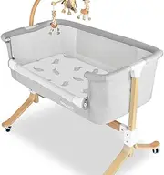Babyhood Amani Bebe Organic Jersey Cotton Cradle Fitted Sheet, Grey Leaf