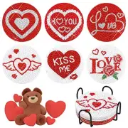 6 Pack Mother's Day Diamonds Painting Coasters with Holder,Diamonds Painting
