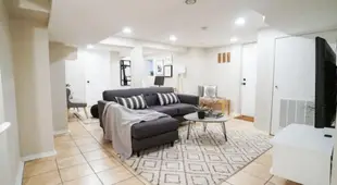 Trendy 1BR Basement with Laundry & Covered Parking
