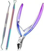 Set of 3 Colourful Gradient Cuticle Pushing Set & Nail, Cuticle Remover Set, Manicure Pedicure Tools for Toenails, Pink