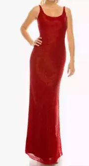 AIDAN AIDAN MATTOX Womens Beaded Sleeveless Gown Size 12 Color Ruby